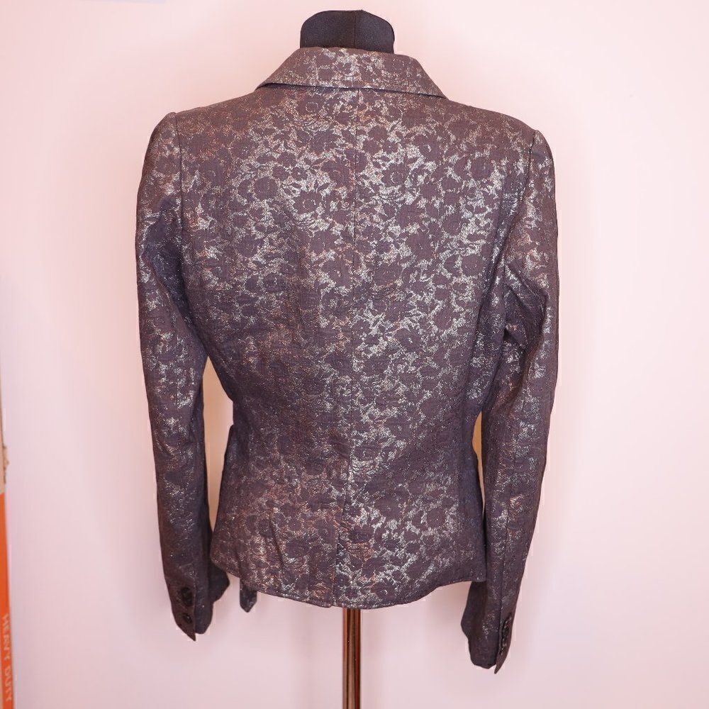 Dries Van Noten Brocade Floral Silk Blend Metallic Wrap/Tie Blazer Sz 8 - Picture 2 of 8
